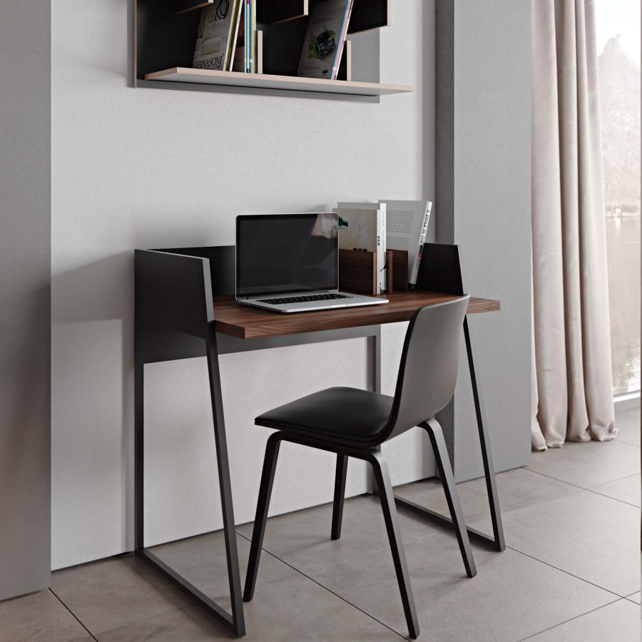 TEMAHOME Volga Schreibtisch - Schwarz/Walnuss - 90x60 cm
