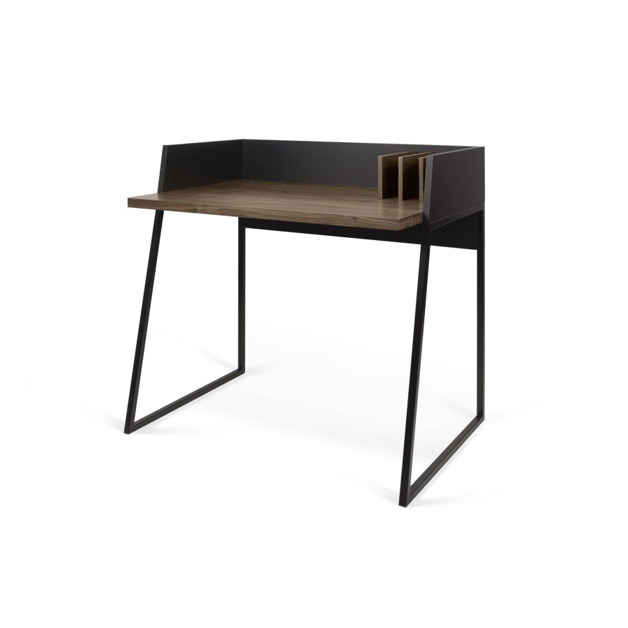 TEMAHOME Volga Schreibtisch - Schwarz/Walnuss - 90x60 cm