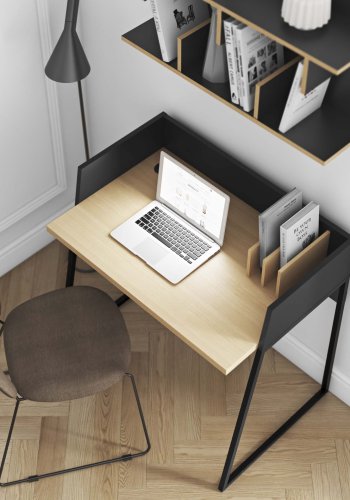 TEMAHOME Volga Schreibtisch - Schwarz/Eiche - 90x60 cm