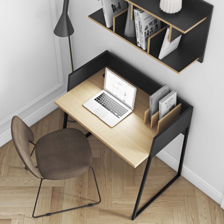TEMAHOME Volga Schreibtisch - Schwarz/Eiche - 90x60 cm