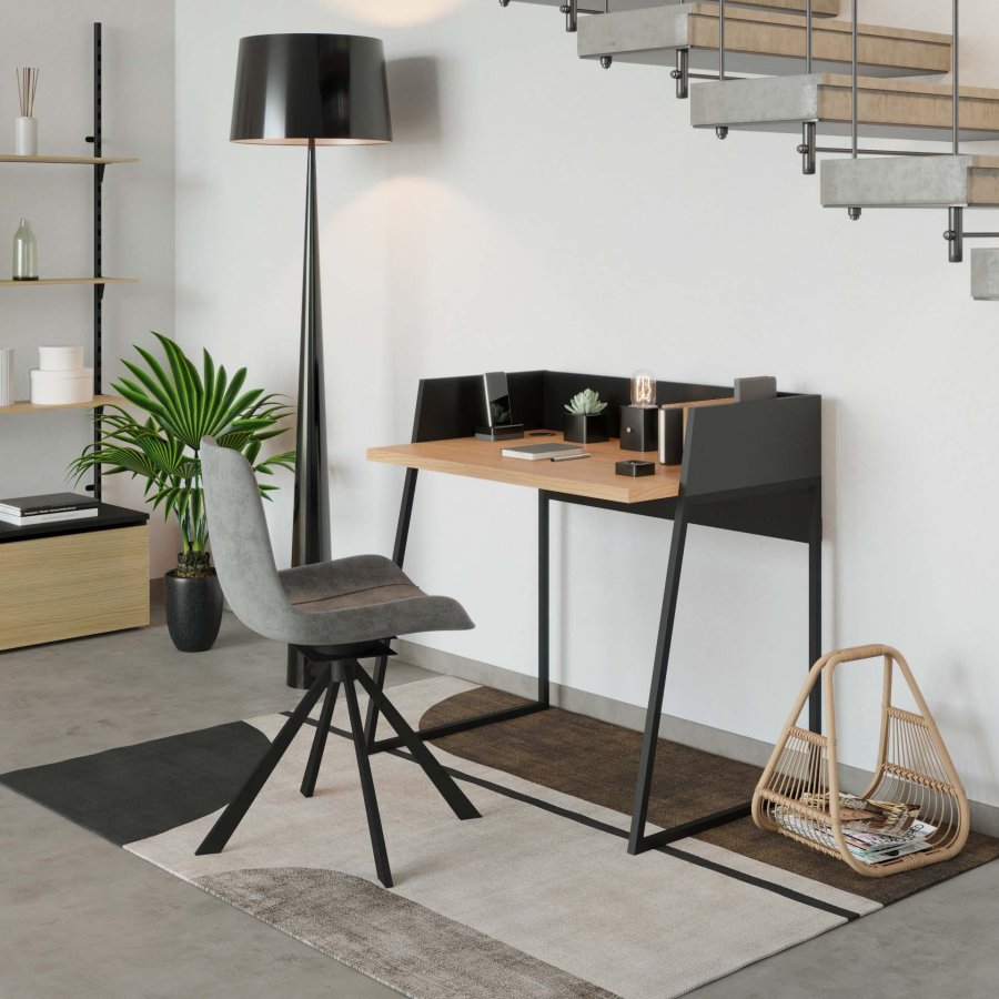 TEMAHOME Volga Schreibtisch - Schwarz/Eiche - 90x60 cm