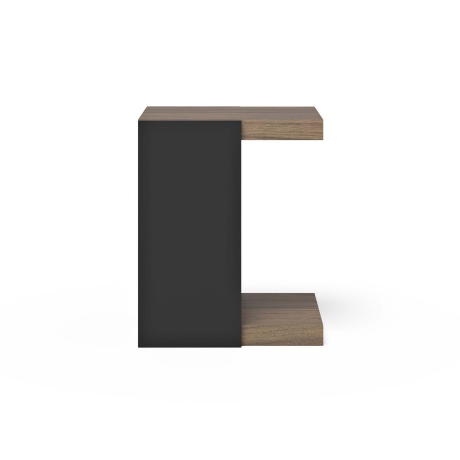 TEMAHOME Klaus Beistelltisch - Schwarz/Walnuss/Beton - 38x45x55 cm