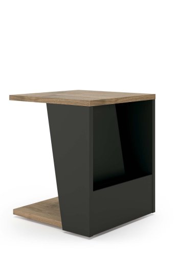 TEMAHOME Albi Beistelltisch - Walnussfurnier und schwarzes Metall, 40x40 cm