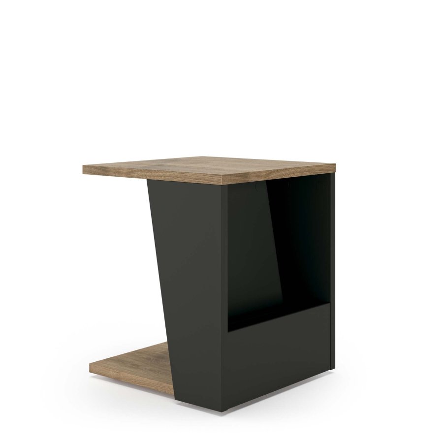 TEMAHOME Albi Beistelltisch - Walnussfurnier und schwarzes Metall, 40x40 cm