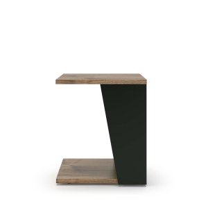TEMAHOME Albi Beistelltisch - Walnussfurnier und schwarzes Metall, 40x40 cm