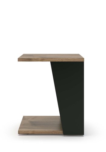TEMAHOME Albi Beistelltisch - Walnussfurnier und schwarzes Metall, 40x40 cm
