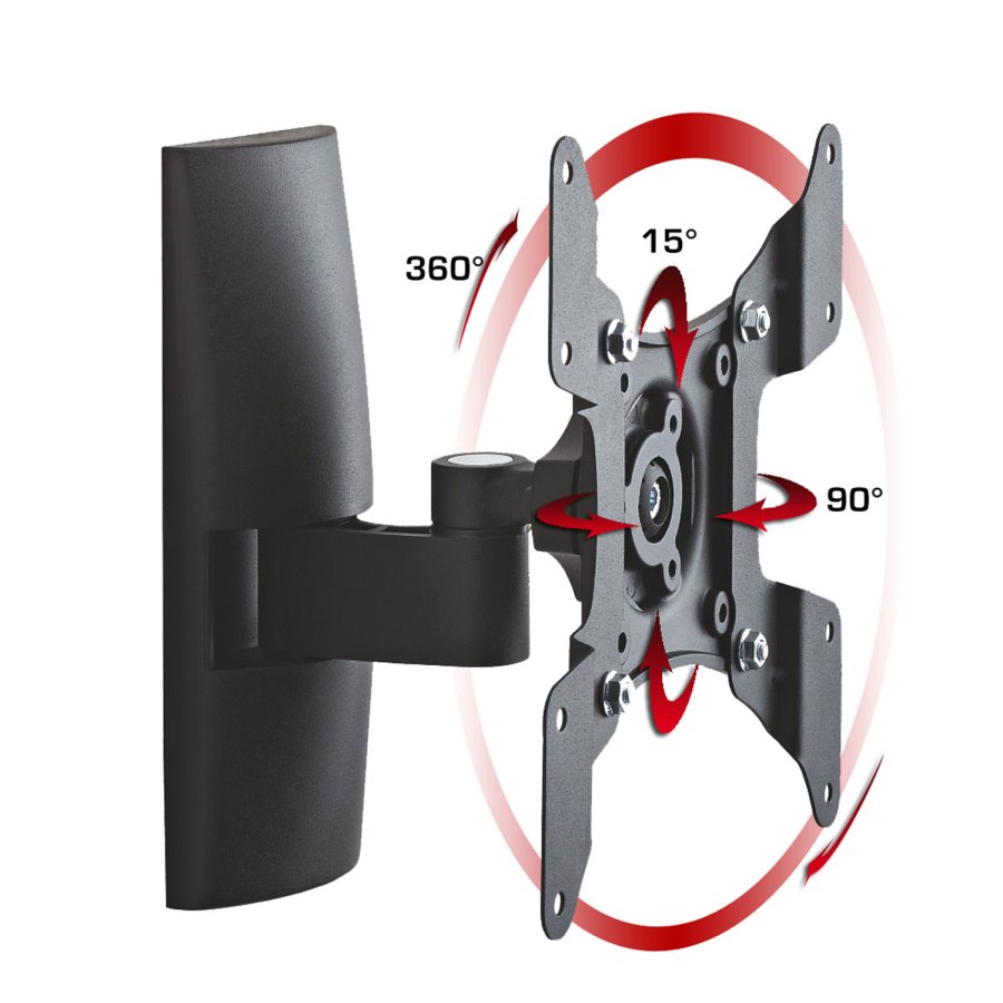 TS 1 veggfeste for TV - sort aluminium