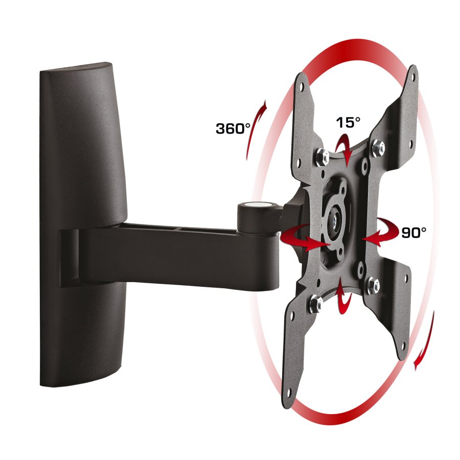 TS 2 veggfeste for TV - sort aluminium