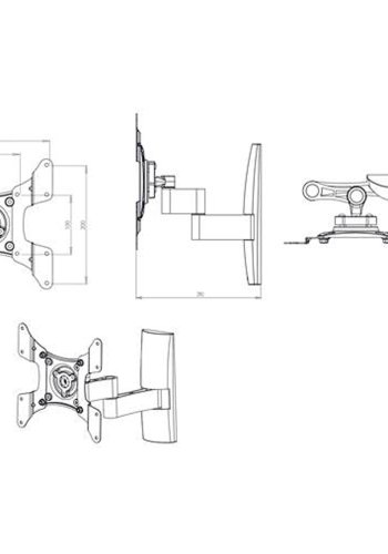 TS 3 veggfeste for TV - sort aluminium