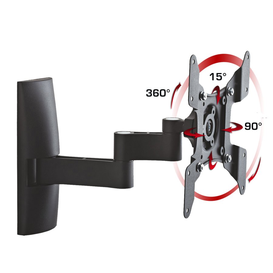 TS 3 veggfeste for TV - sort aluminium