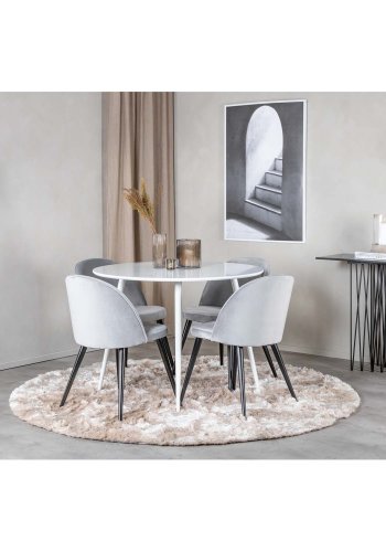 VENTURE DESIGN Plaza spisebord - hvit MDF og hvitt metall (100)