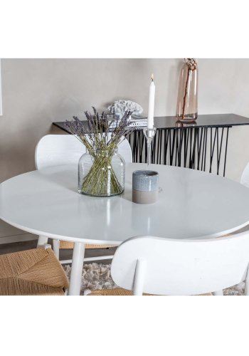 VENTURE DESIGN Plaza spisebord - hvit MDF og hvitt metall (100)