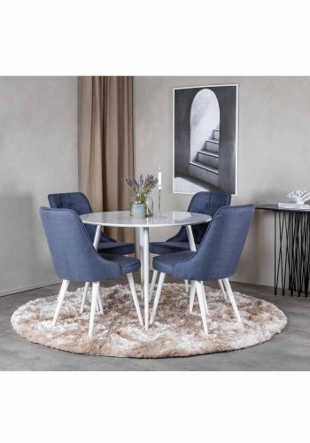 VENTURE DESIGN Plaza spisebord - hvit MDF og hvitt metall (100)