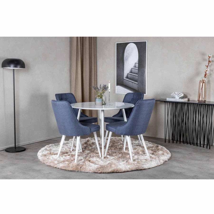 VENTURE DESIGN Plaza spisebord - hvit MDF og hvitt metall (100)