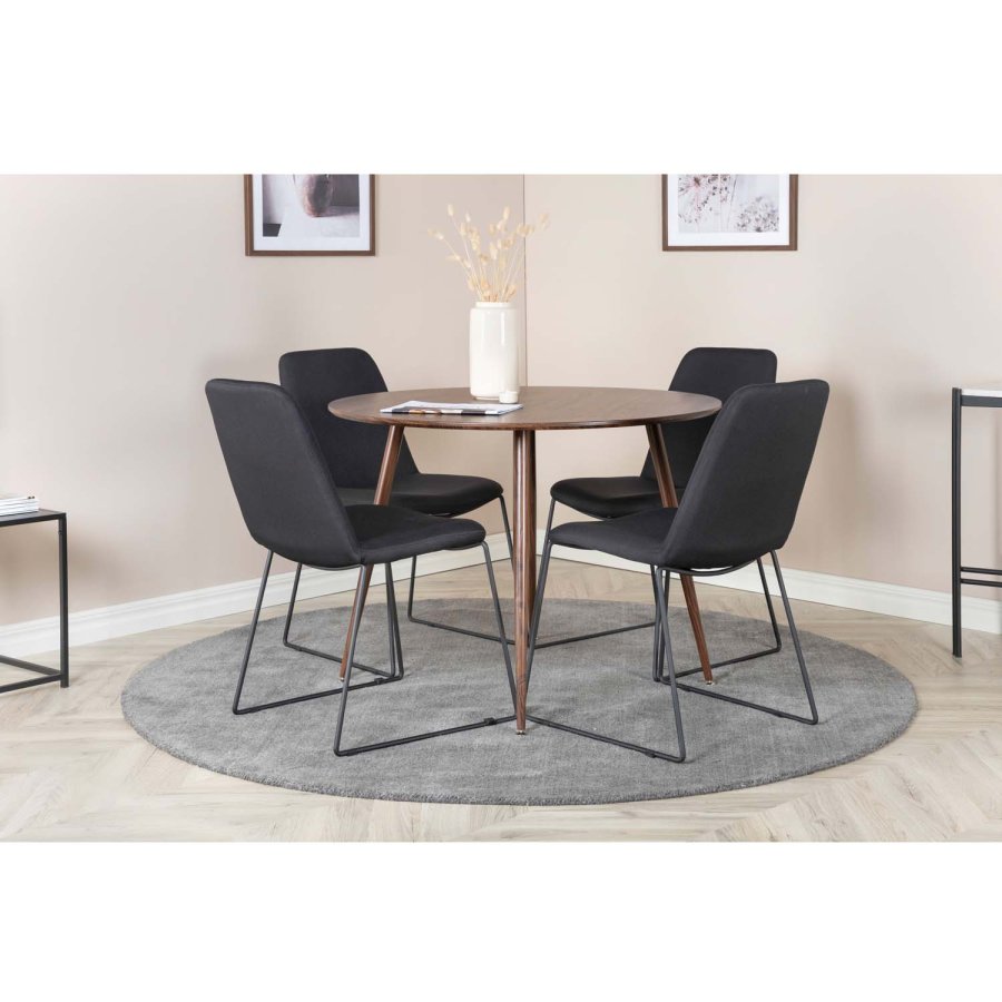 VENTURE DESIGN Plaza spisebord - valnttfolie MDF og valnttfolie metall (100)