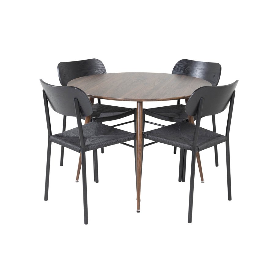 VENTURE DESIGN Plaza spisebord - valnttfolie MDF og valnttfolie metall (100)