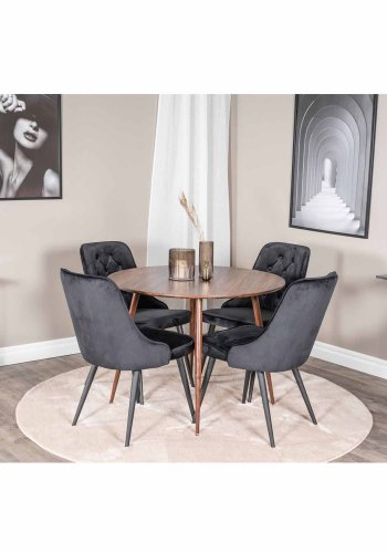 VENTURE DESIGN Plaza spisebord - valnttfolie MDF og valnttfolie metall (100)