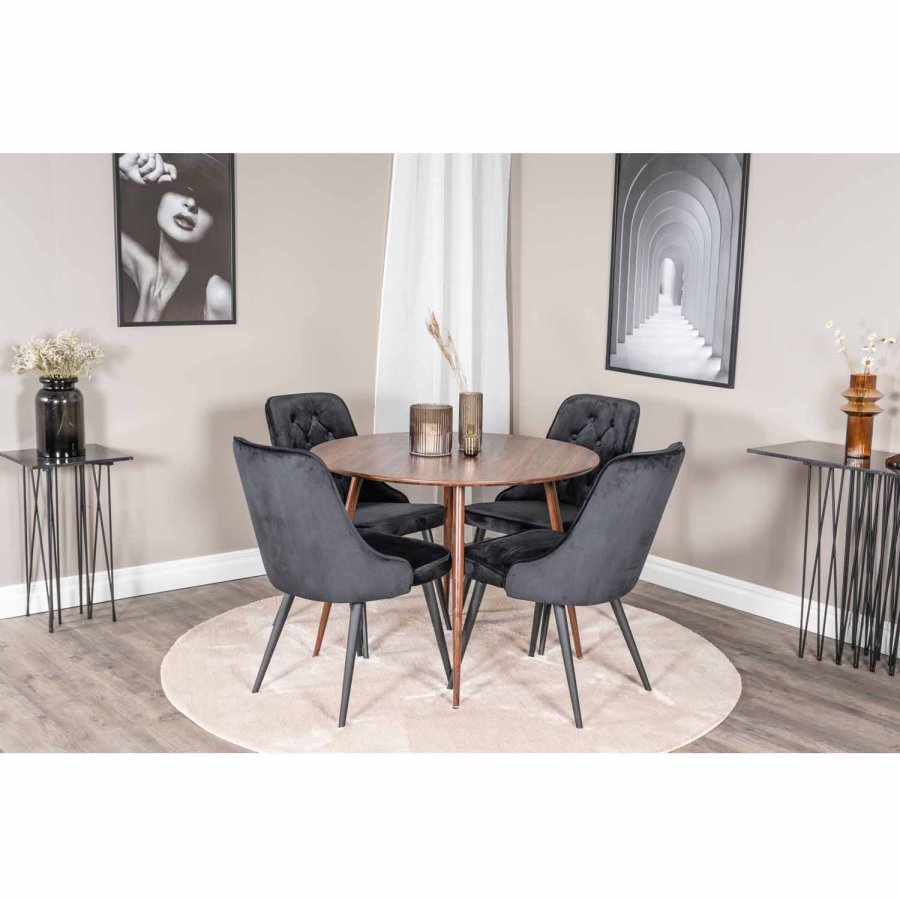 VENTURE DESIGN Plaza spisebord - valnttfolie MDF og valnttfolie metall (100)