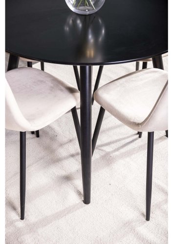 VENTURE DESIGN Polar spisestuestol - beige velur og sort metall