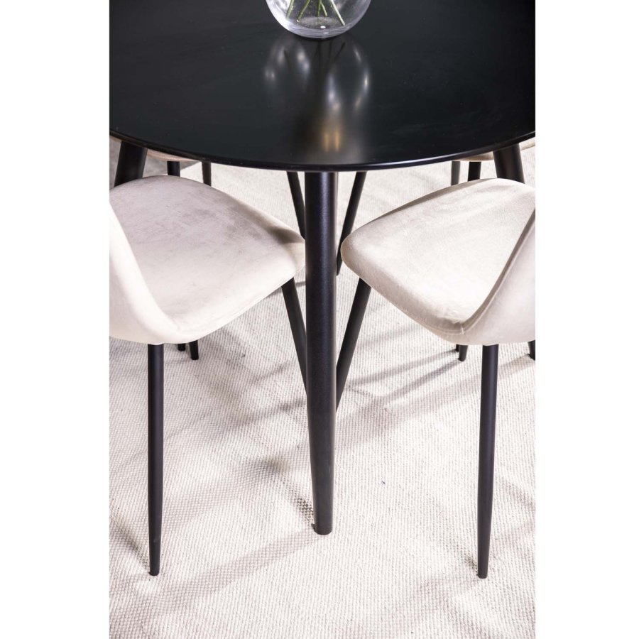 VENTURE DESIGN Polar spisestuestol - beige velur og sort metall