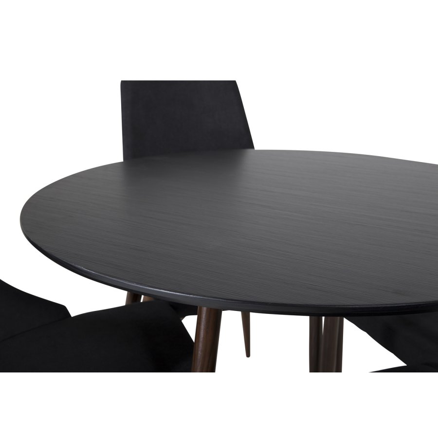 VENTURE DESIGN Plaza spisebord - svart MDF og valntt folie metall (100)