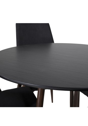 VENTURE DESIGN Leone spisebordsstol, med armlener - svart polyester og valntt foliemetall