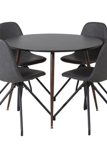 VENTURE DESIGN Polar spisebordsstol, med svingfunksjon - sort PU og sort metall