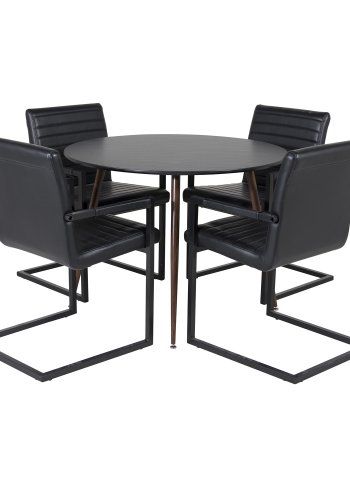 VENTURE DESIGN Plaza spisebord - svart MDF og valntt folie metall (100)