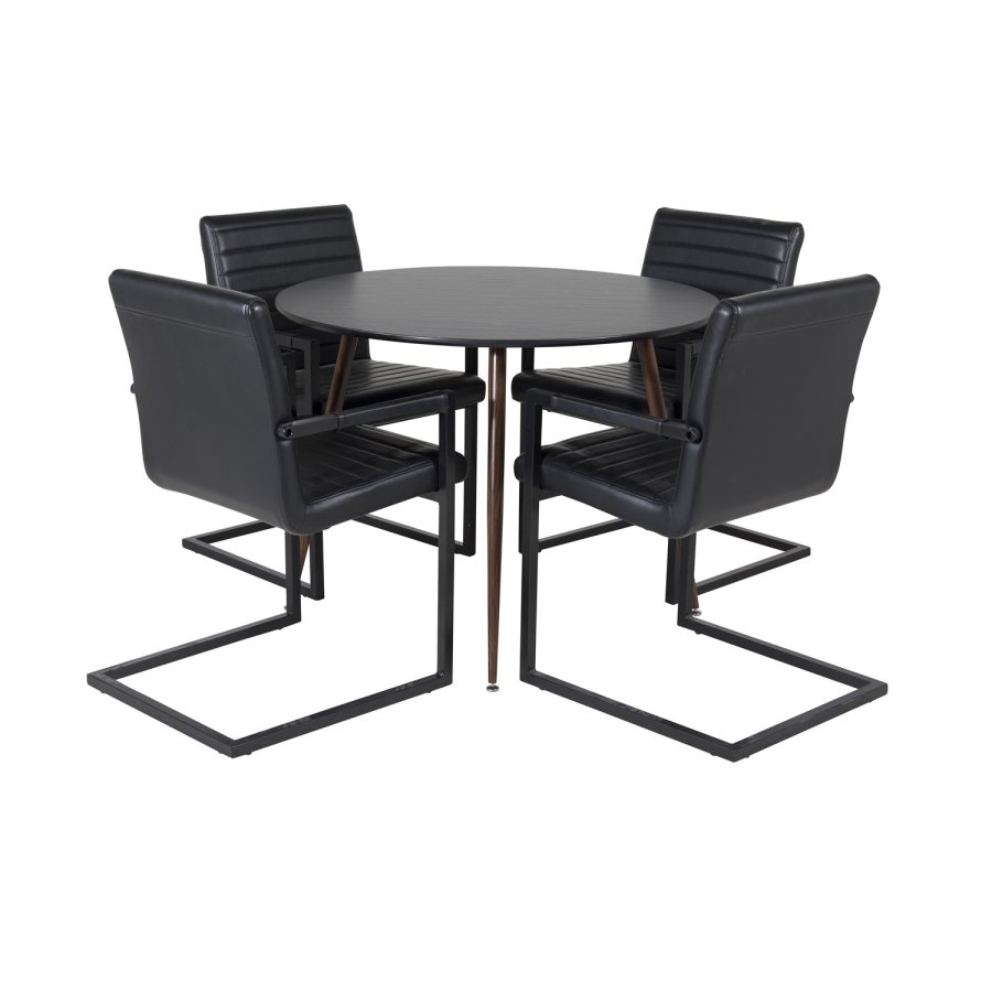 VENTURE DESIGN Plaza spisebord - svart MDF og valntt folie metall (100)