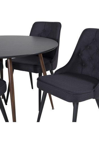 VENTURE DESIGN Plaza spisebord - svart MDF og valntt folie metall (100)