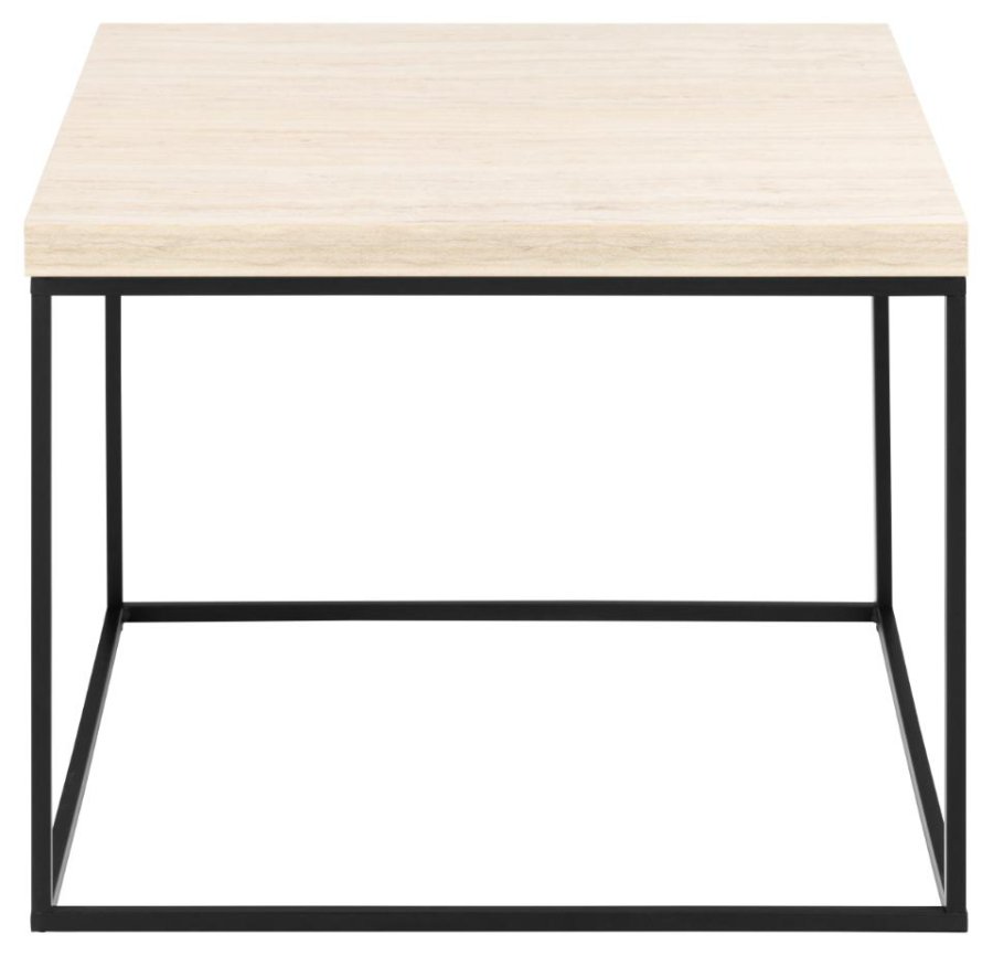 ACT NORDIC Barossa Couchtisch, quadratisch – beigefarbenes Papier in Travertinoptik und schwarzer Stahl (60x60)