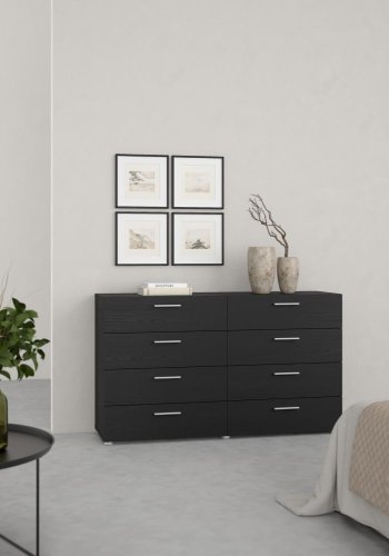 TVILUM Pepe Doppelkommode mit 8 Schubladen - schwarze Folie und Kunststoff