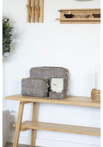 HOUSE NORDIC Safi toalettmappe - brun blandet polyester (sett med 2)