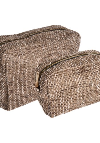 HOUSE NORDIC Safi toalettmappe - brun blandet polyester (sett med 2)