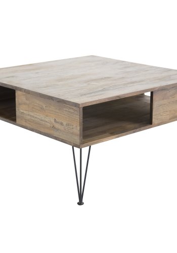 VENTURE DESIGN Bali salongbord, m. 1 rom - naturlig teak og metall (80x80)