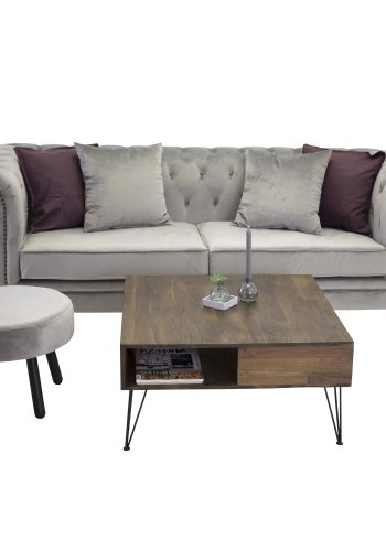 VENTURE DESIGN Velvet 3-seters sofa - lys gr velur og tre