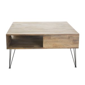 VENTURE DESIGN Bali soffbord, med 1 rum - naturlig teak och metall (80x80)