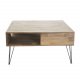 VENTURE DESIGN Bali salongbord, m. 1 rom - naturlig teak og metall (80x80)