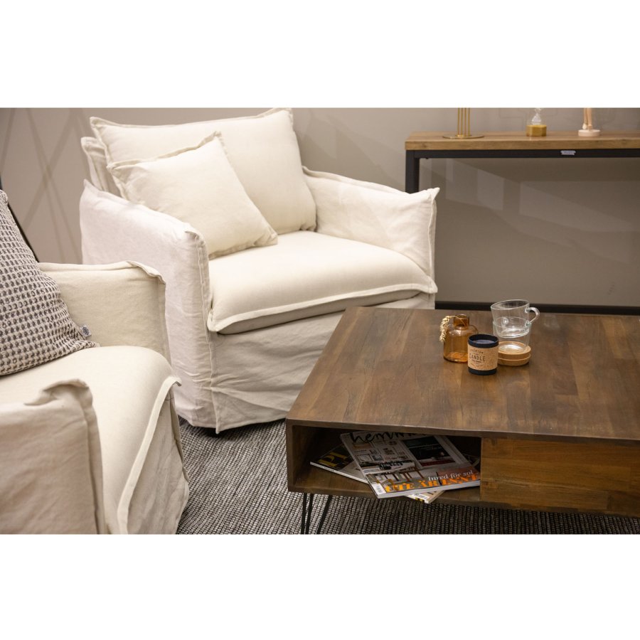 VENTURE DESIGN Bali salongbord, m. 1 rom - naturlig teak og metall (80x80)