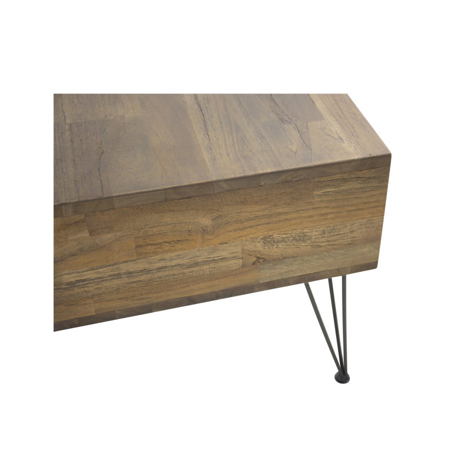 VENTURE DESIGN Bali salongbord, m. 1 rom - naturlig teak og metall (80x80)