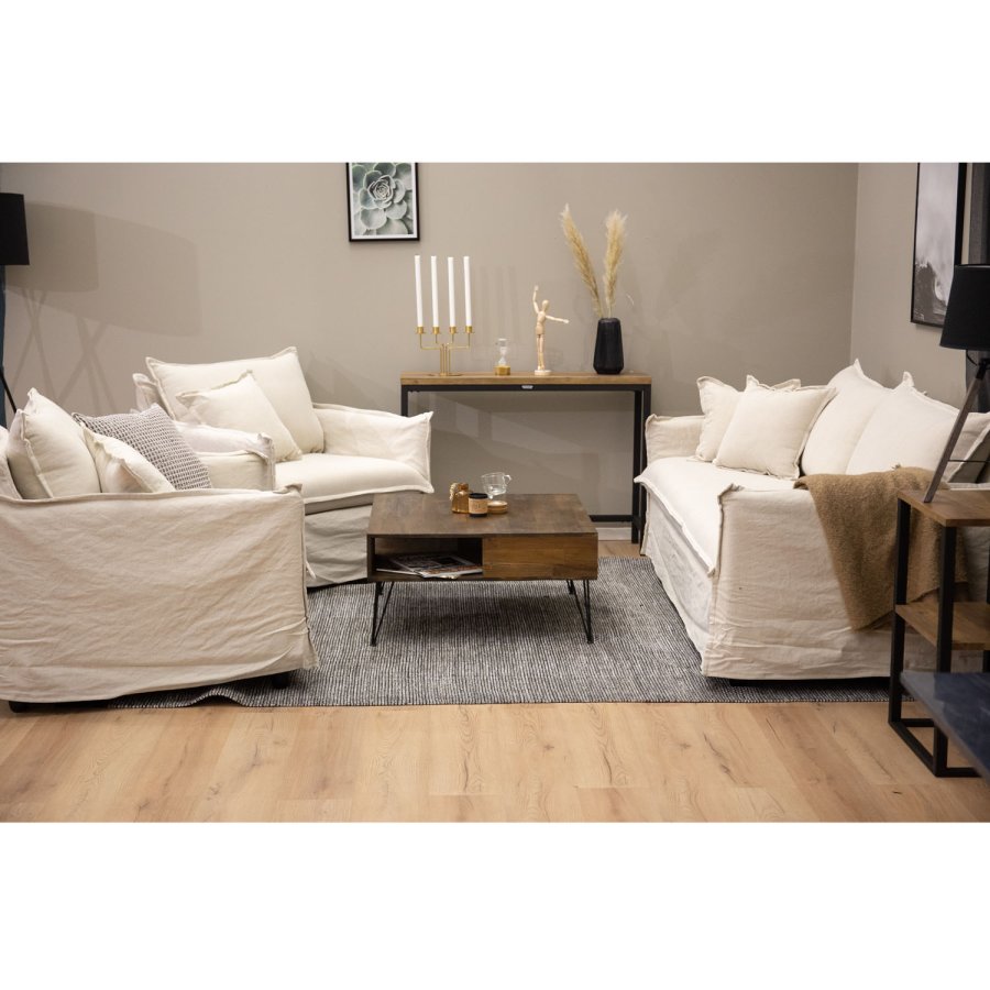 VENTURE DESIGN Bali salongbord, m. 1 rom - naturlig teak og metall (80x80)