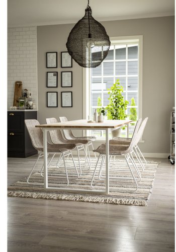 VENTURE DESIGN Cirebon spisebord - naturlig teak og hvitt metall (200x90)