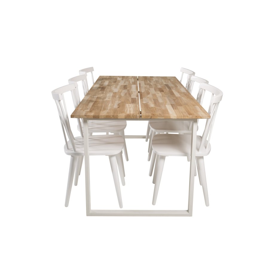 VENTURE DESIGN Cirebon spisebord - naturlig teak og hvitt metall (200x90)