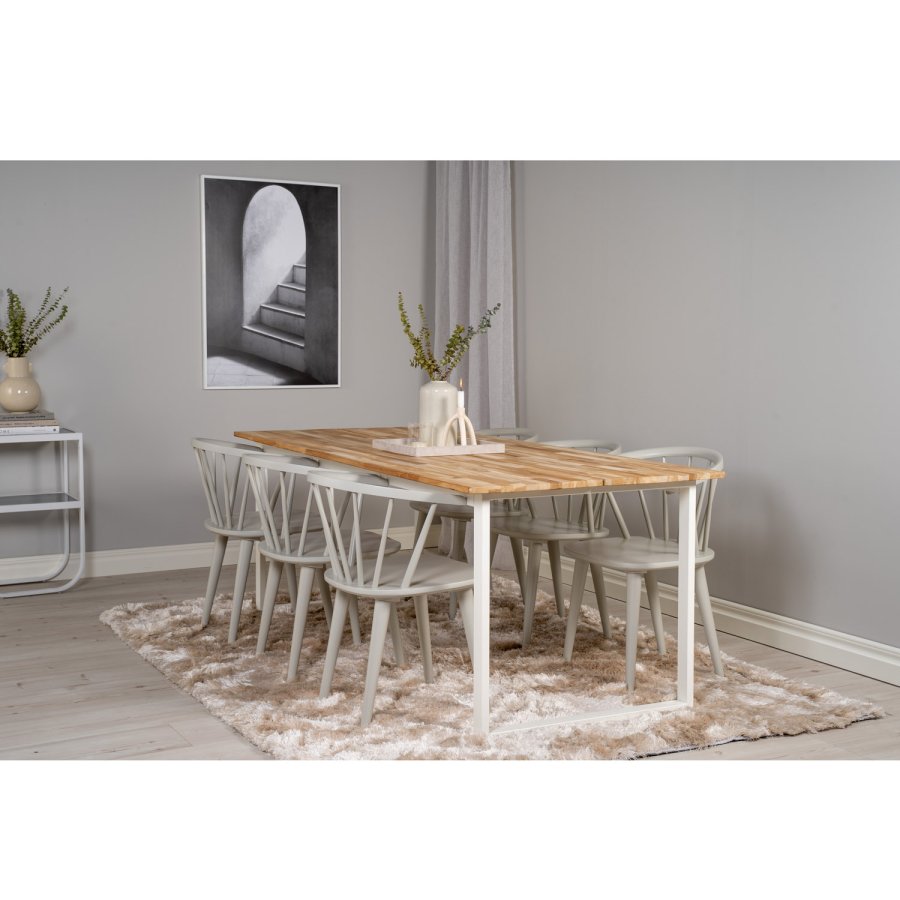 VENTURE DESIGN Cirebon spisebord - naturlig teak og hvitt metall (200x90)