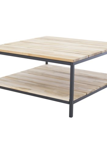 VENTURE DESIGN Cirebon salongbord, m. 1 hylle - naturlig teak og metall (80x80)