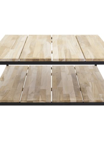 VENTURE DESIGN Cirebon salongbord, m. 1 hylle - naturlig teak og metall (80x80)
