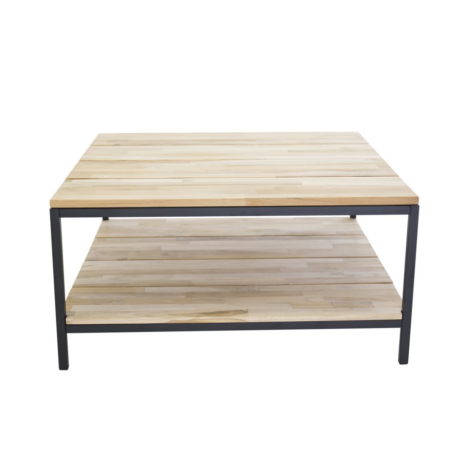 VENTURE DESIGN Cirebon salongbord, m. 1 hylle - naturlig teak og metall (80x80)