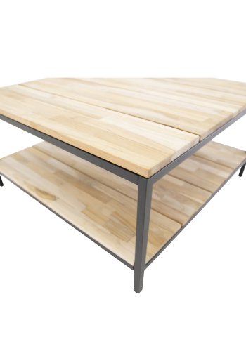 VENTURE DESIGN Cirebon salongbord, m. 1 hylle - naturlig teak og metall (80x80)