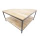 VENTURE DESIGN Cirebon salongbord, m. 1 hylle - naturlig teak og metall (80x80)