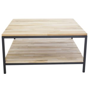 VENTURE DESIGN Cirebon salongbord, m. 1 hylle - naturlig teak og metall (80x80)